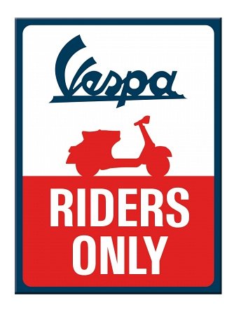 Vespa, riders only magnet, 6x8cm NML